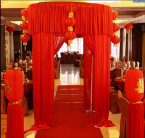 Chinese Wedding Props Big Red Round Pavilion Happy Hall Bussand Mantle Wedding Celebration Chinese Background Yarn Mantle Four Corner Pavilion Flower House Festive Pavilion