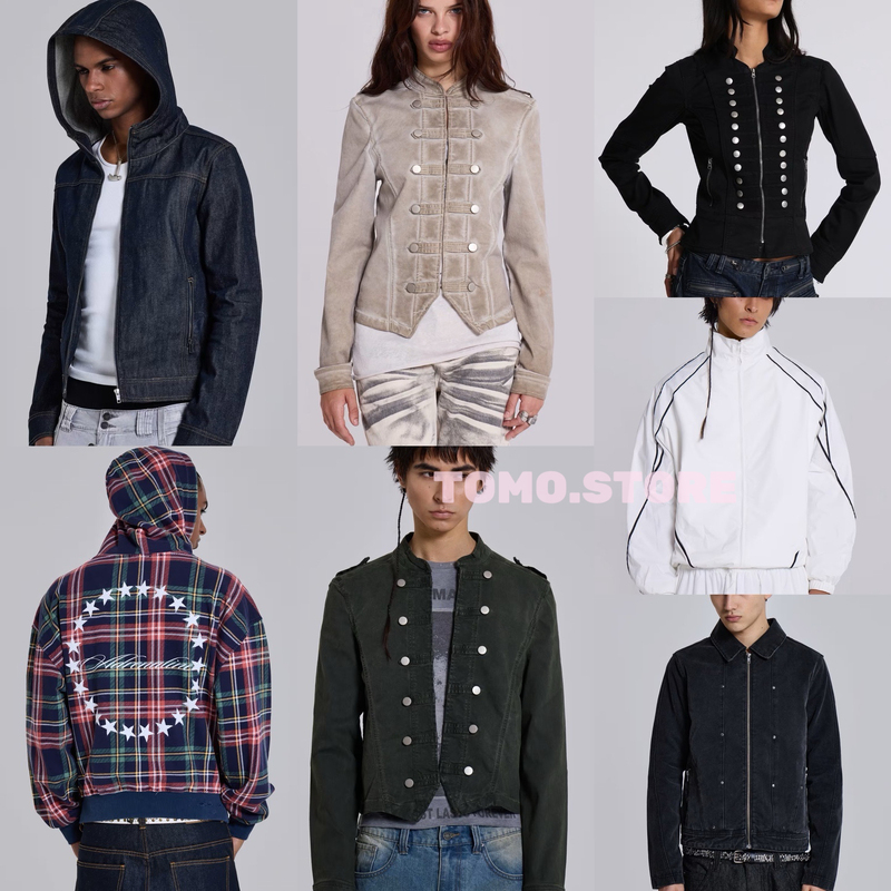 Jaded London 26Ss Retro Distressed Zipper Stand Collar Loose Jacket Coat Unisex Same Style as Park Yunbin