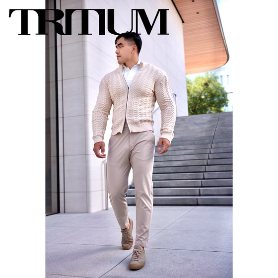 LIANGPINJacky Liangpin tritium cable double zipper casual slim cotton sweater 02212