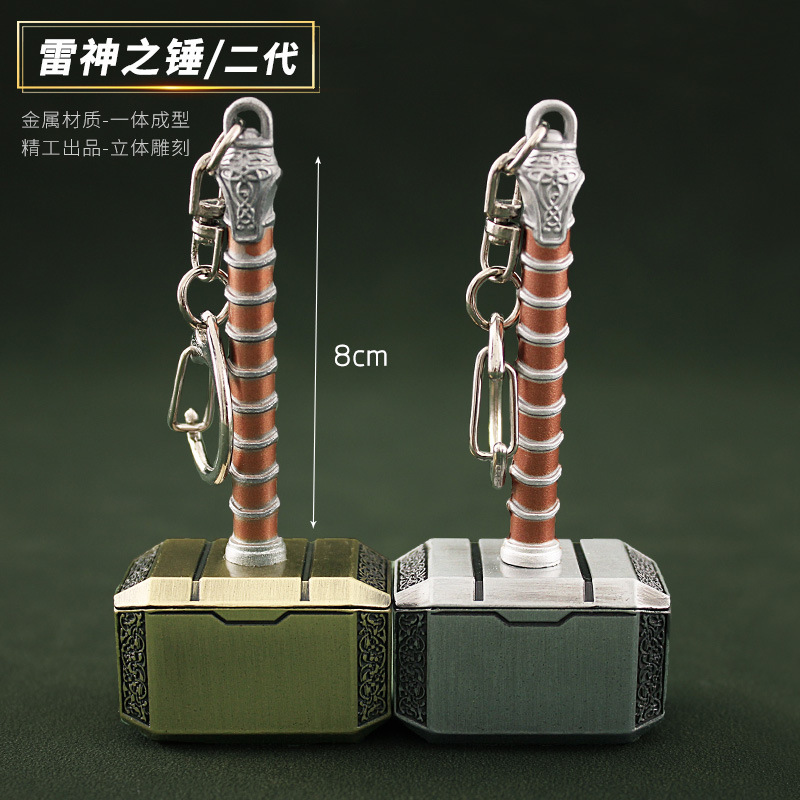 Mini Thor's Hammer Upgraded Version Keychain Pendant Alloy Model Ornament 8cm