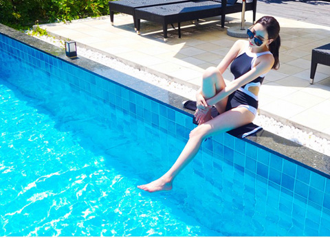 Phiên bản Hàn Quốc cổ cao theo phong cách châu Âu và Mỹ kết hợp tam giác eo lưng Nữ hoàng Fan bikini màu bikini nóng bỏng đích thực áo tắm - Bikinis đồ tắm bikini