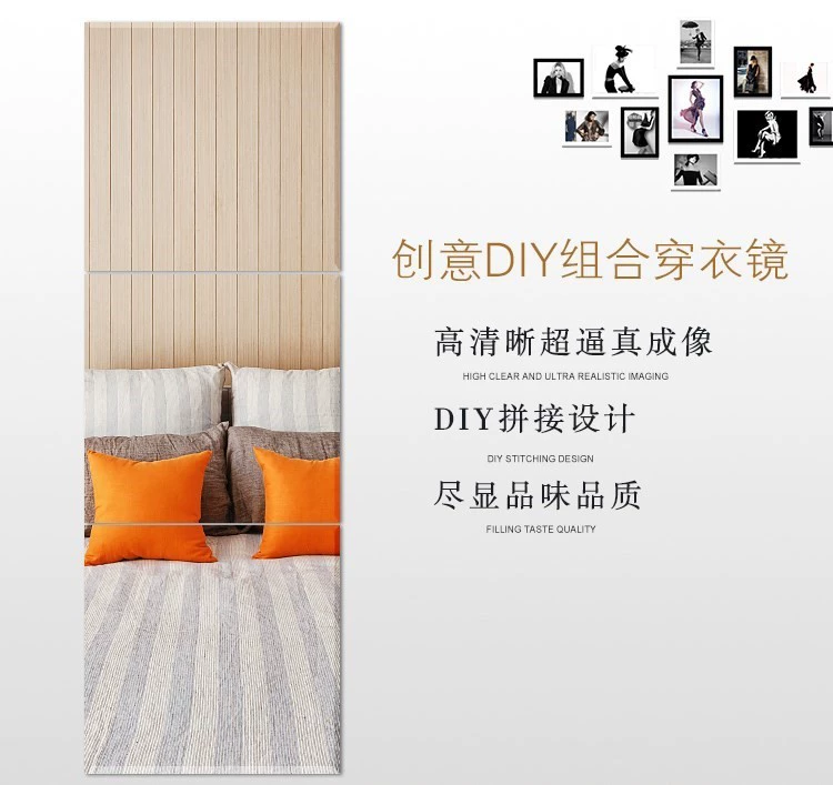 Tủ giày không lỗ kinh tế nữ tường công chúa đơn giản gương mặc quần áo gương dán tường treo IKEA giá rẻ - Gương