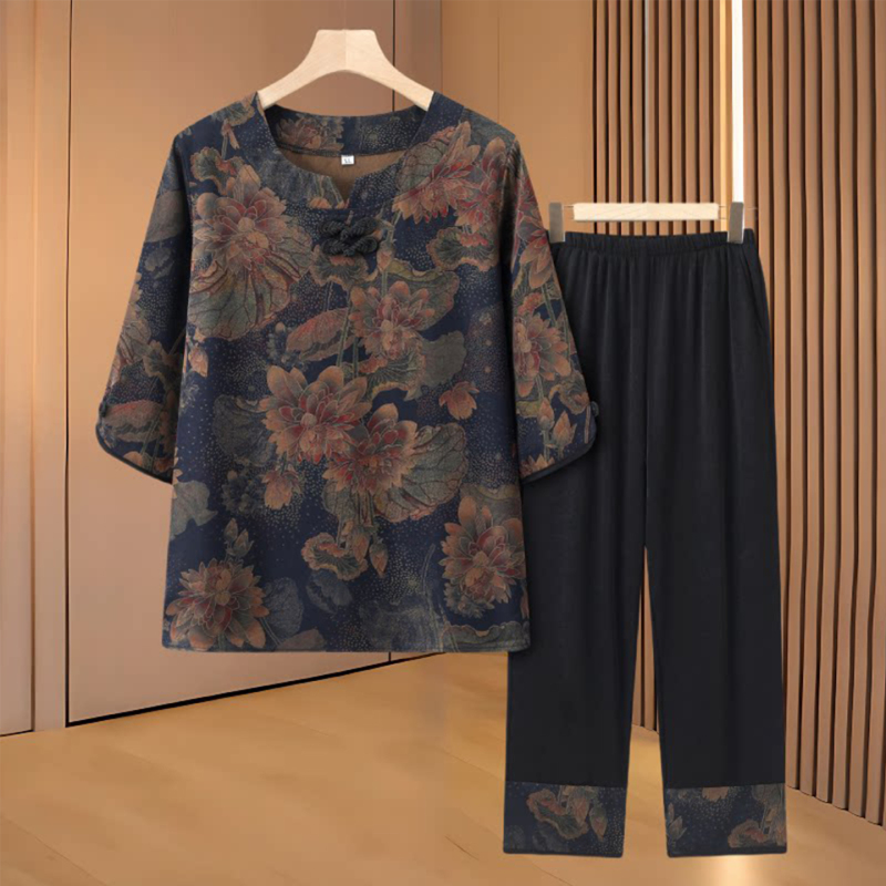Mother's Day Clothes for Middle-Aged and Elderly Women, Summer Clothes for Grandma, Short-Sleeved Suit for Mom, 2026 Summer New Two-Piece Set Mother's Day Clothes for Middle-Aged and Elderly Women, Summer Clothes for Grandma, Short-Sleeved Suit for Mom, 2026 Summer New Two-Piece Set