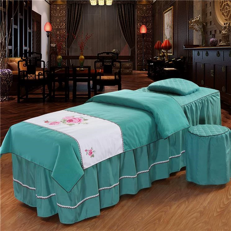 Đầu vuông da 4 bộ dầu gội đầu giường đẹp làm đẹp với bốn bộ giường massage giường kiểu giường - Trang bị tấm