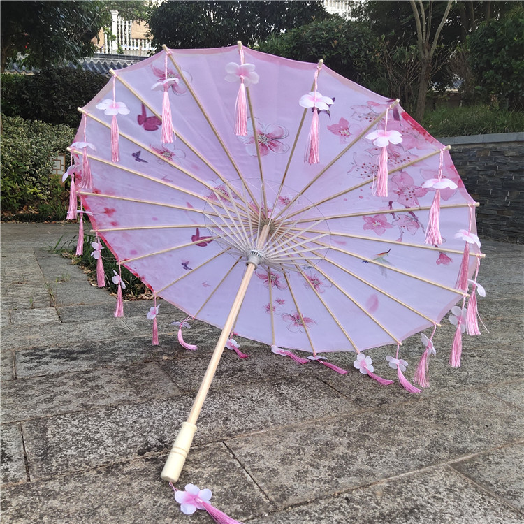 Ancient style Hanfu umbrella tassel ribbon fairy umbrella ancient costume photo dance umbrella sword net three umbrella cos game prop umbrella