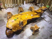 Root carving golden silk Nan flowing water overall tea table double large cylinder circulating water design level clear Master Craft face dry