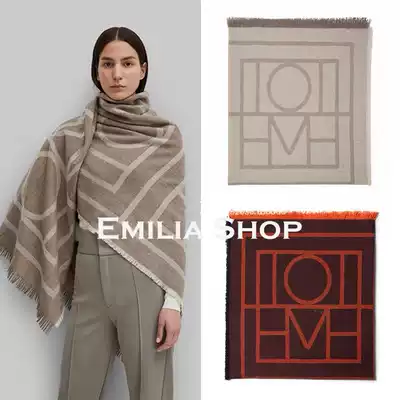 Spot Toteme Como scarf 21 autumn and winter geometric square towel classic logo wool cashmere double-sided shawl