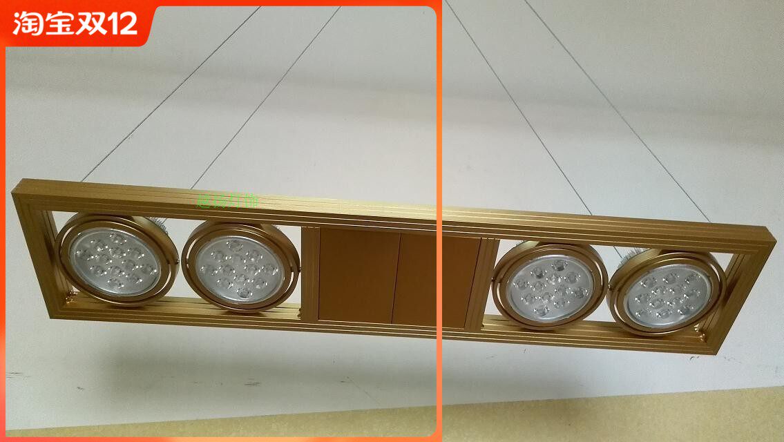 Four-headed led12w warm day flower lamp dish hanging wire bold lamp gold long strip surface mounted aluminum flat panel lamp combination lamp