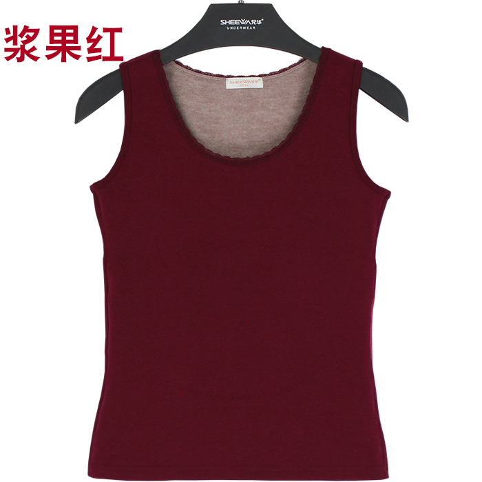 Anh Hua De lót nhung womens vest cộng nhung cộng dày bên ren ấm áp len đáy vá tay mùa đông.