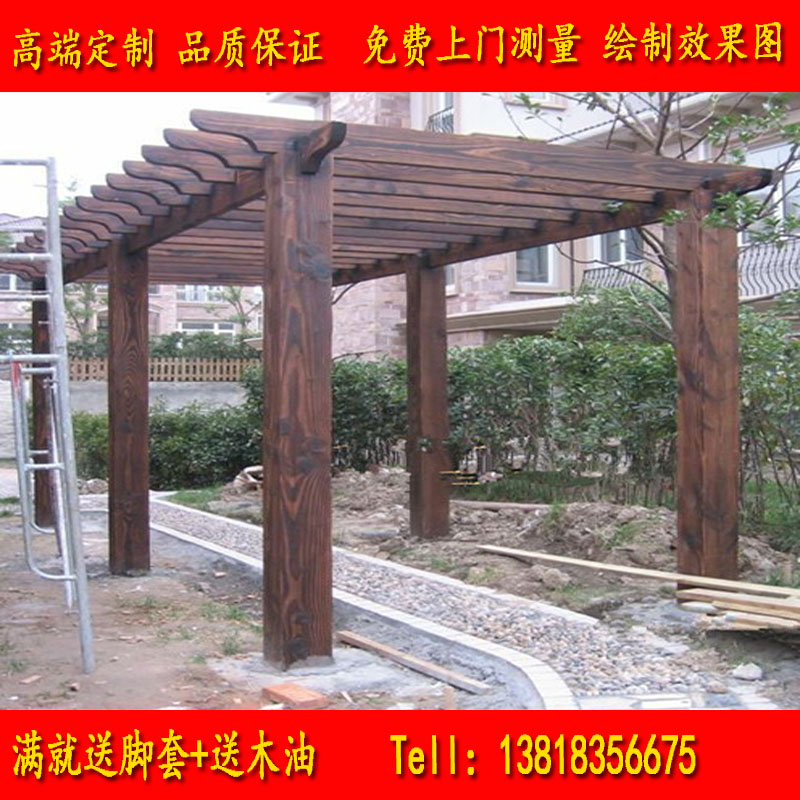 Carbide wood preservative Wood Garden grape stand plant stand rest shed flower stand wooden corridor Pavilion Pavilion