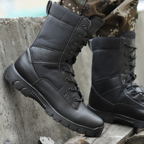 Spring new combat boots ultra-light shock absorption military fan leather land combat training boots men mountaineering high-top tactical boots women