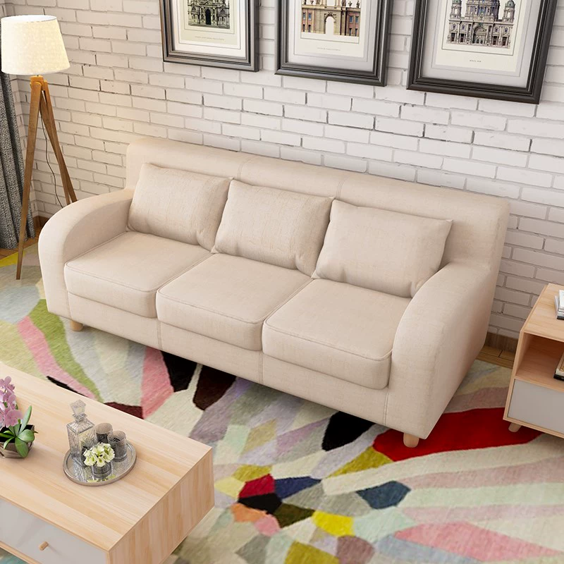 Sofa vải đơn giản đôi hiện đại căn hộ nhỏ phòng khách đơn ba người Mỹ thẻ ghế sofa kết hợp cafe - Ghế sô pha