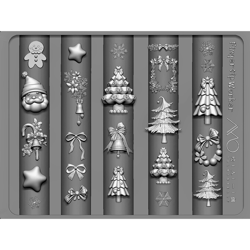 Mooerbms Super Complete Christmas Tree Santa Claus Nail Art Mold Niche Exquisite Apple Gingerbread Man Nail Art Decoration