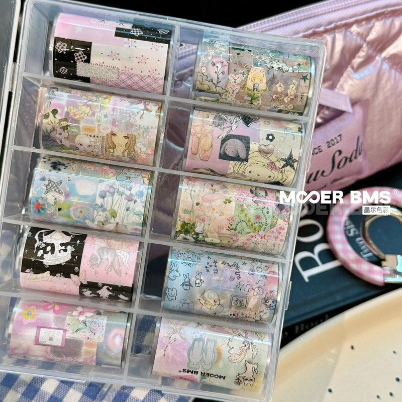 Mooerbms Spring/Summer New Product: Girl's Dream Core Journal Style Nail Art Transfer Paper, Korean Style Personality for Girls