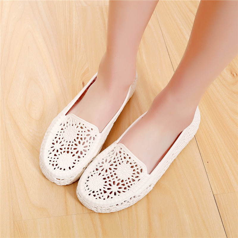 Dép nhựa nữ mùa hè giày y tá màu trắng giày làm việc giày lỗ rỗng giày bãi biển giày mẹ non-slip đáy mềm