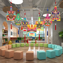 Chinese wind horse spoon Peking Opera facial makeup creative wooden air hanging decoration kindergarten classroom corridor national quintessence ring creation hanging decoration