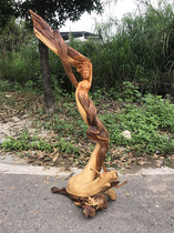 Taihang Mountain Cliff Bai figure root carving ornaments Change rushing to the moon two-color twist material lump material gift home decoration