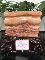 Natural pork stone ornamental stone Bo ancient frame ornaments strange stone bacon Dongpo meat pork pork pork pork Stone Town House Collection essence