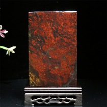 Chicken blood red jasper green stone natural jade ornaments boutique strange stone ornamental stone original stone jade seal