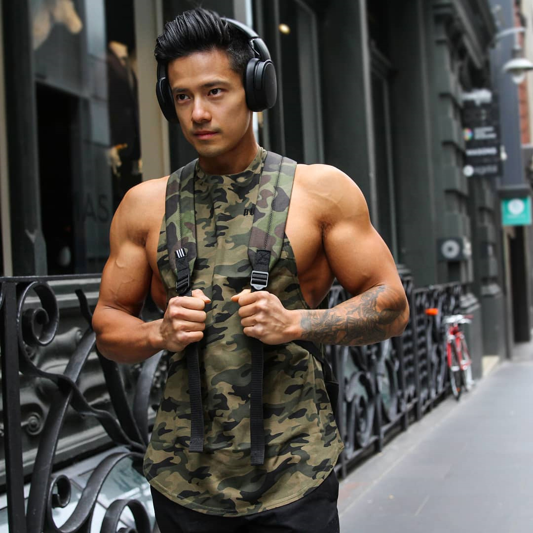 Muscle Fitness Quick-DryIng Camouflage Vest Men's Summer New Casual Running Training Stretch Brothers Sportswear