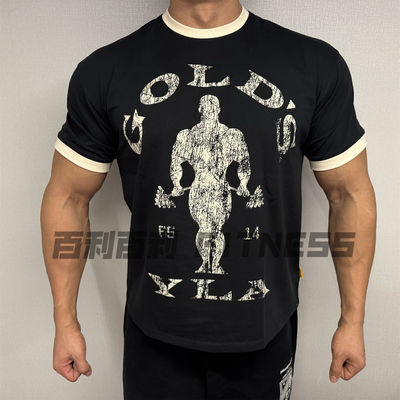 Gold's Gym×YoungLA collaboration men's and women's sports and fitness retro cotton slim stretch short-sleeved T-shirt