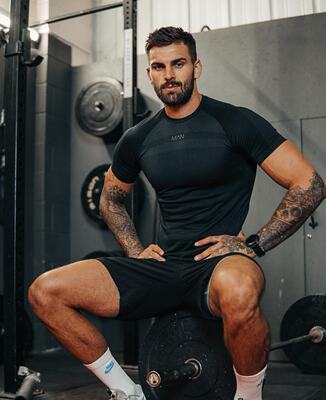 Special offer: BoohooMAN British Men's Sports Training Seamless Quick-drying Breathable round-neck Fitness short-sleeved T-shirt
