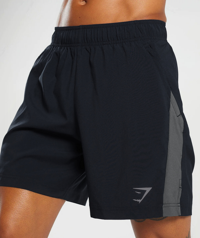 Very Handsome! Gymshark New Sport Men's Shark Elastic Fitness Training Color-Blocking Quick-Drying Sports Shorts