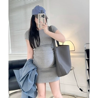 Серый складной юбка (версия рекомендации высокого качества)