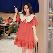 Angel mommy ~ pregnant womens summer dress tide mom fashion summer skirt age reduction doll collar loose size dress
