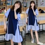 Модная летняя одежда для матери и ребенка для беременных, шифоновая юбка, платье, свободный крой, оверсайз