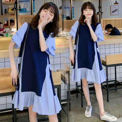 Модная летняя одежда для матери и ребенка для беременных, шифоновая юбка, платье, свободный крой, оверсайз