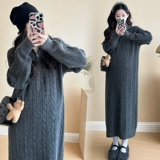 Демисезонное термобелье для матери и ребенка, шерстяное платье, юбка с молнией, трикотажное трикотажное платье, высокий воротник