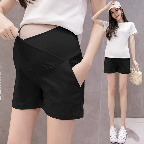 Штаны для матери и ребенка, летняя одежда, тонкие шорты для беременных с поддержкой живота, из хлопка и льна