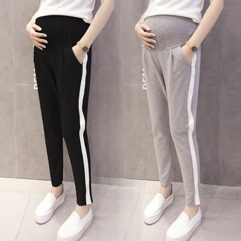 Pregnant Woman Pants Autumn Clothing Side Bars Casual Sports Pants Long Pants Outside Wearing Underpants 2023 New Pregnant Women Pants-Taobao