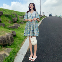 Angel mommy~Maternity summer fashion small fresh doll collar Chiffon floral large size maternity dress tide