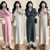 Демисезонное термобелье для матери и ребенка, шерстяное платье, юбка с молнией, трикотажное трикотажное платье, высокий воротник