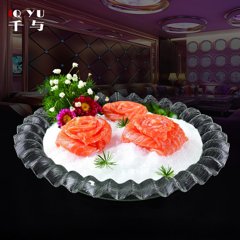 one thousand with acrylic sashimi disc ice disc parquet day cutlery fish raw salmon plate hot pot dishes dry ice trays