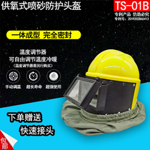 TS-01B fully enclosed sandblasting safety helmet dust-proof noise-reducing protective helmet clamshell-type sanding sandblasting cap