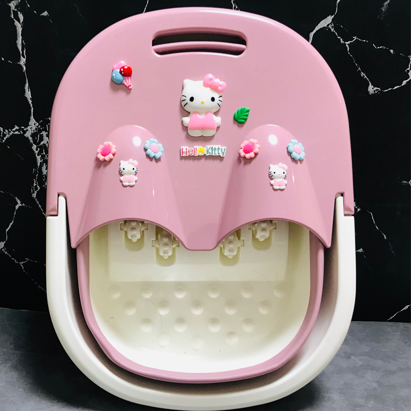 Cartoon dormitory foldable plastic foot bath bucket home thickened massage foot wash bucket cute with cover health foot tub