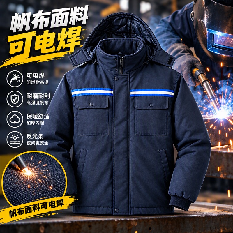 Winter Welding Workwear, Anti-Scalding Work Clothes for Men, Thickened and Warm, Stand-Up Collar, Windproof and Cold-Proof, Canvas Cotton Clothing for Men Winter Welding Workwear, Anti-Scalding Work Clothes for Men, Thickened and Warm, Stand-Up Collar, Windproof and Cold-Proof, Canvas Cotton Clothing for Men