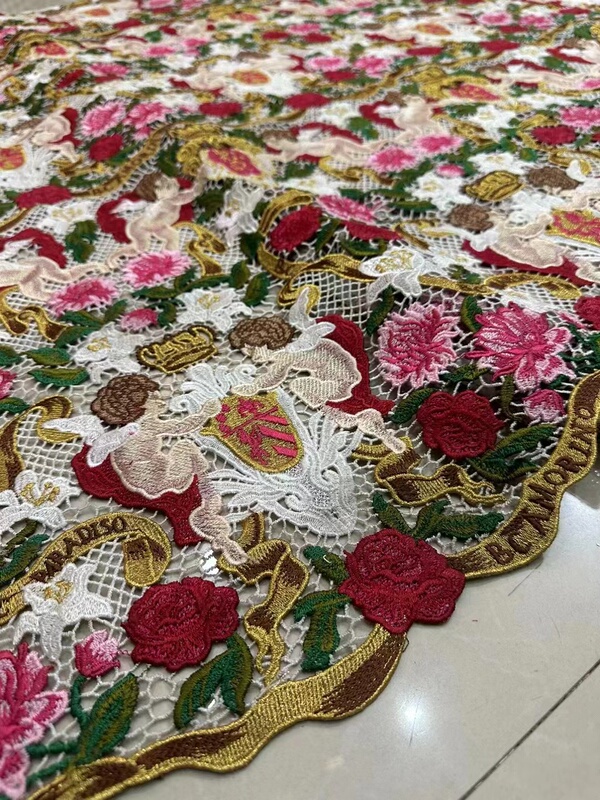 Spring Fully Water-Soluble Angel Original Quality Embroidered Lace Fabric High-End Designer Cheongsam Dress Fashion Fabric Spring Fully Water-Soluble Angel Original Quality Embroidered Lace Fabric High-End Designer Cheongsam Dress Fashion Fabric