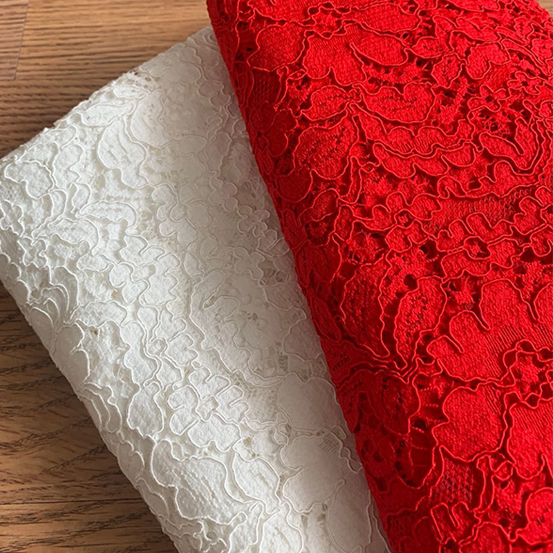 Imported High-End Heavy Three-Dimensional Lace Fabric Red Lace Material Bridal Dress Underwire Lace Fabric Imported High-End Heavy Three-Dimensional Lace Fabric Red Lace Material Bridal Dress Underwire Lace Fabric