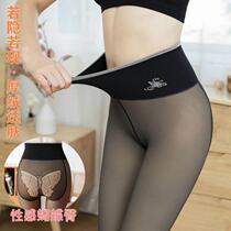 Autumn and Winter embroidery butterfly ash skin to free off-grade pants female plus thickening open crotch fake meat pantyhose