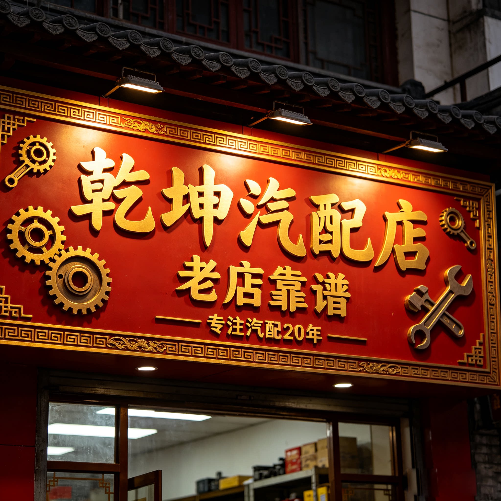 乾坤汽配店 真靠谱 认准老店的LOGO