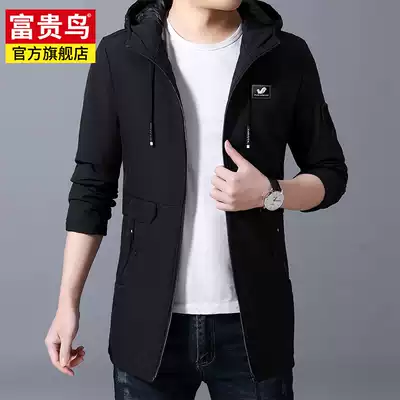 Fugui Bird 2021 Jacket Men Young Spring and Autumn New Hooded Trench Coat Long Edition Jacket Men's Autumn Blouse
