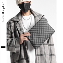 BOMaple 2021 new casual Korean version hand grab bag male plaid handbag fashion minimalist Atmospheric Wrist Bag