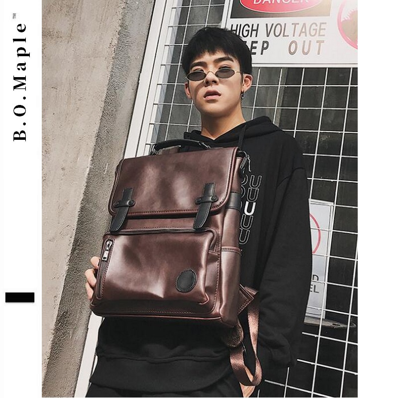 BOMaple retro - tide men British fashion shoulder package personality design young students carry bag trend package