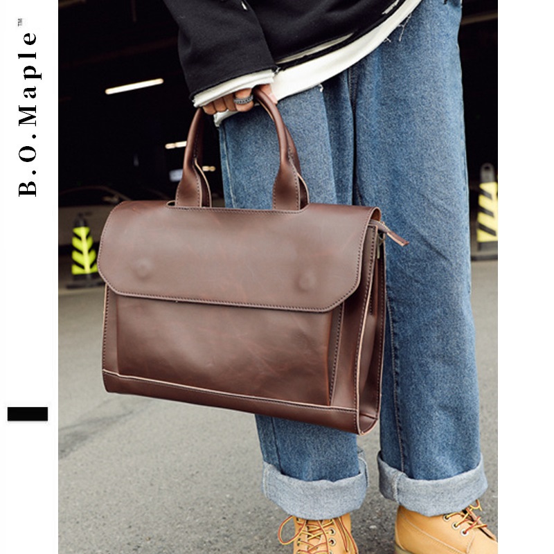 BOMaple Retro Men's Briefcase Crazy Maple Handbag Cambridge Pack Single Shoulder Inclined Satchel computer bag