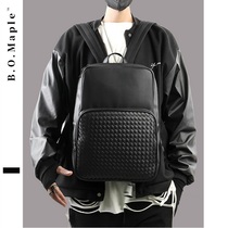 BOMaple New Handwoven Double Shoulder Bag Han Edition Mens Large Capacity Travel Backpack Trend School Bag Computer Bag