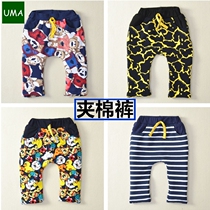 High quality comfortable cotton clip 21 autumn and winter boys and girls Baby Cotton color cartoon Haren pants big butt pants